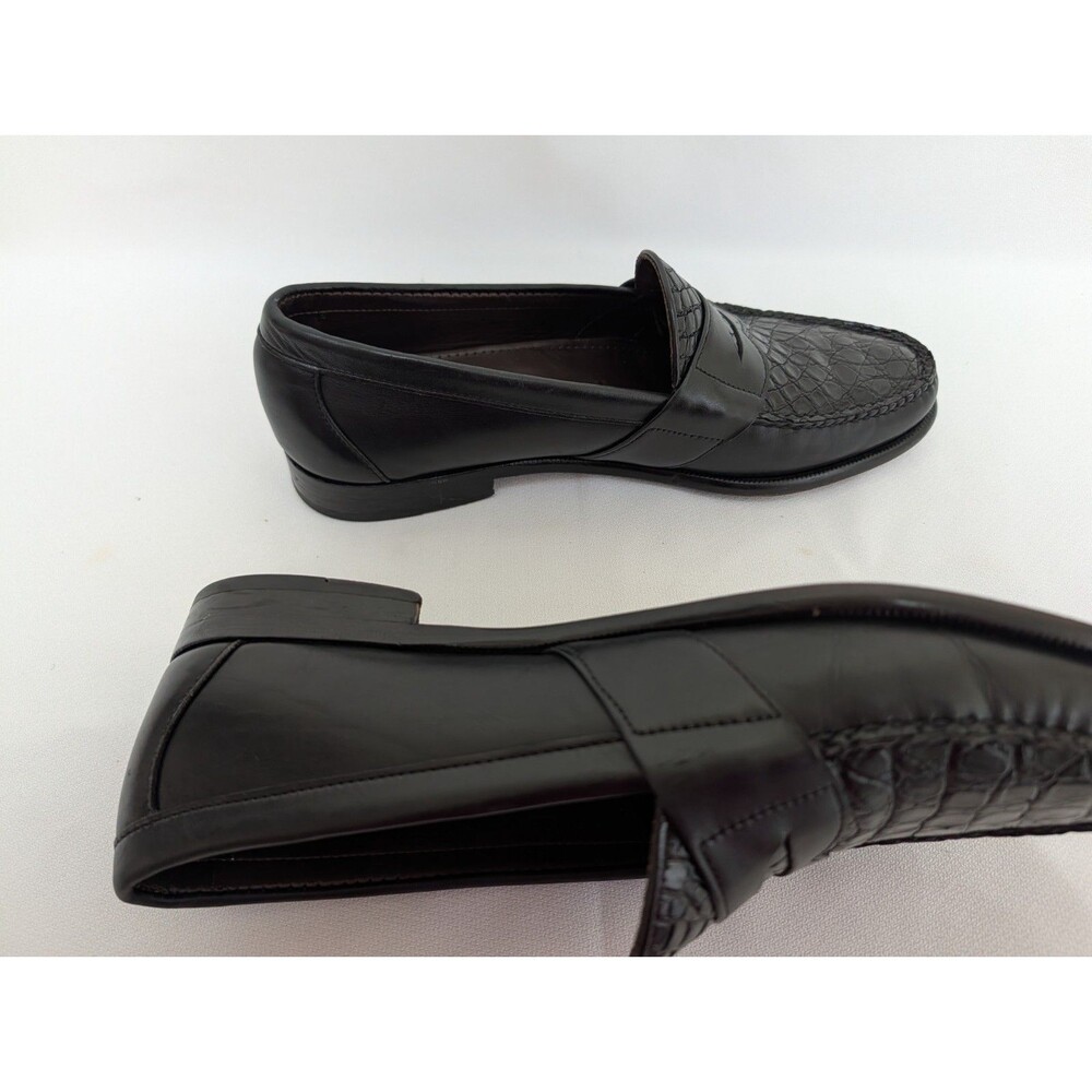 Cole Haan Genuine Crocodile Leather Loafers Sz 10? Black Slip On Dress Shoes US - Picture 8 of 11
